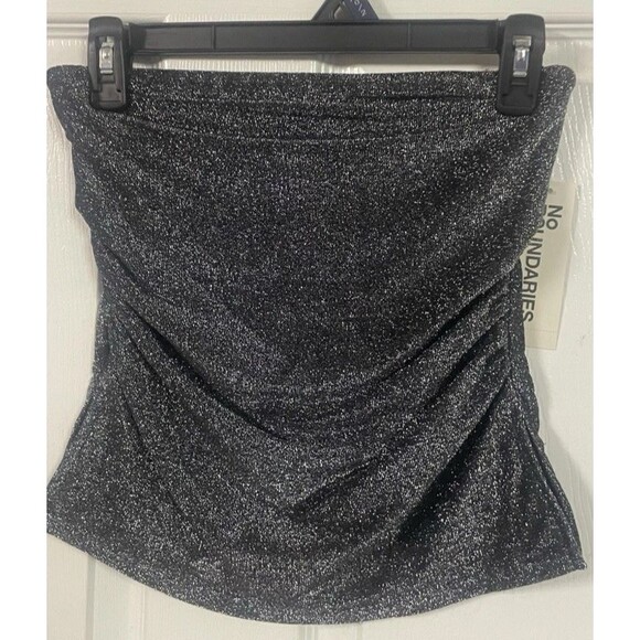 No Boundaries Black Silver Shimmer Tube Top size M, L Strapless Party Club NWT - Picture 3 of 7